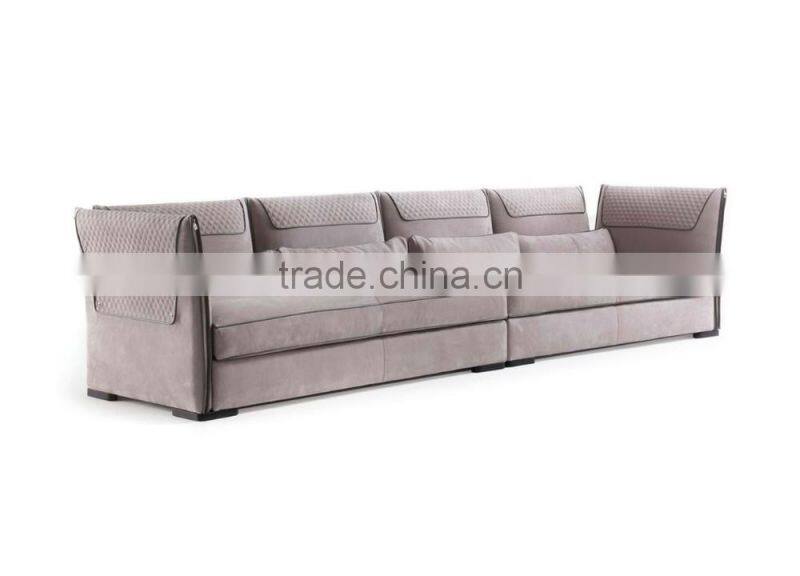 Italy New Design Fabric Sofa Couch Daybed/ Fashionable Living Room Reclining Sofa Chaise With Ottoman/ Top Quality Lounge Sofa