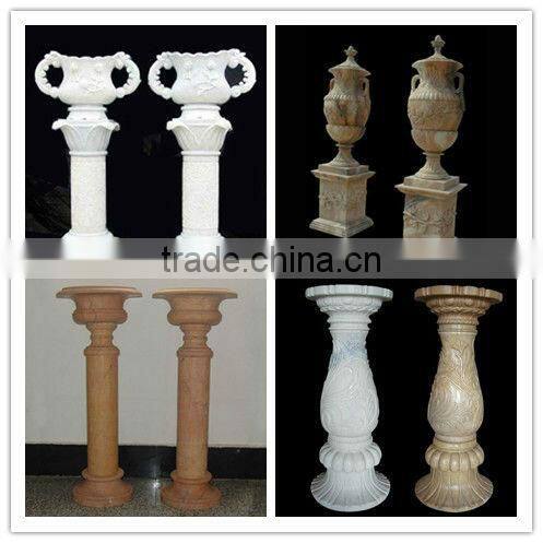 Hand Carved Chinese Style Marble Column With Dragon Relief