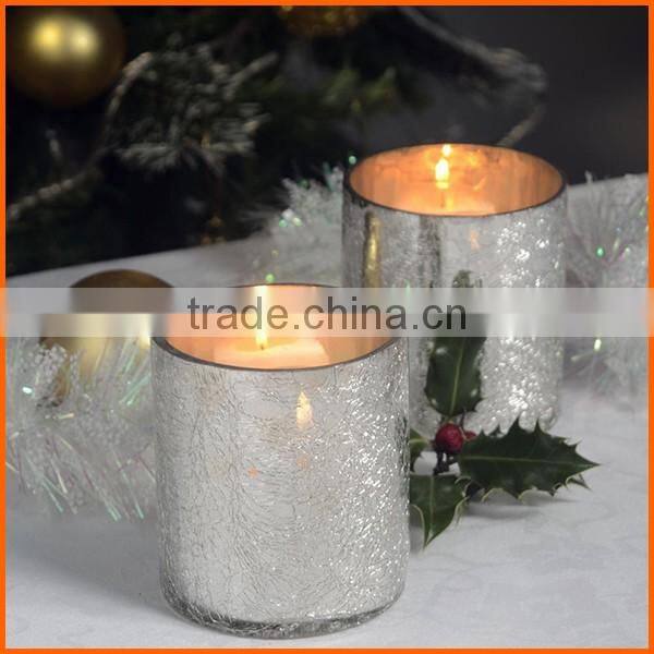Wholesale silver crackle glass votive candle holders