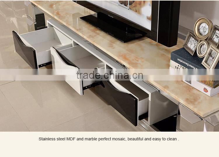 E377 Living Room Furniture Modern Corner White Lcd TV Floor Stand