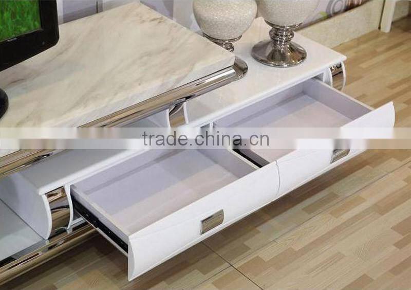 hot selling royal luxury high gloss stainless steel TV stand/cabinet design E1073