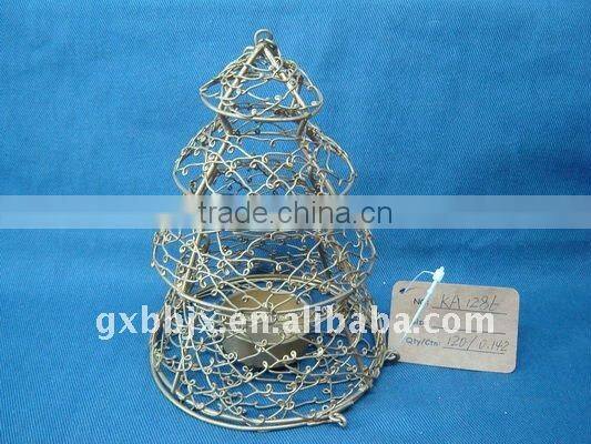Gold wire pyramid decorative buddha candle holder craft