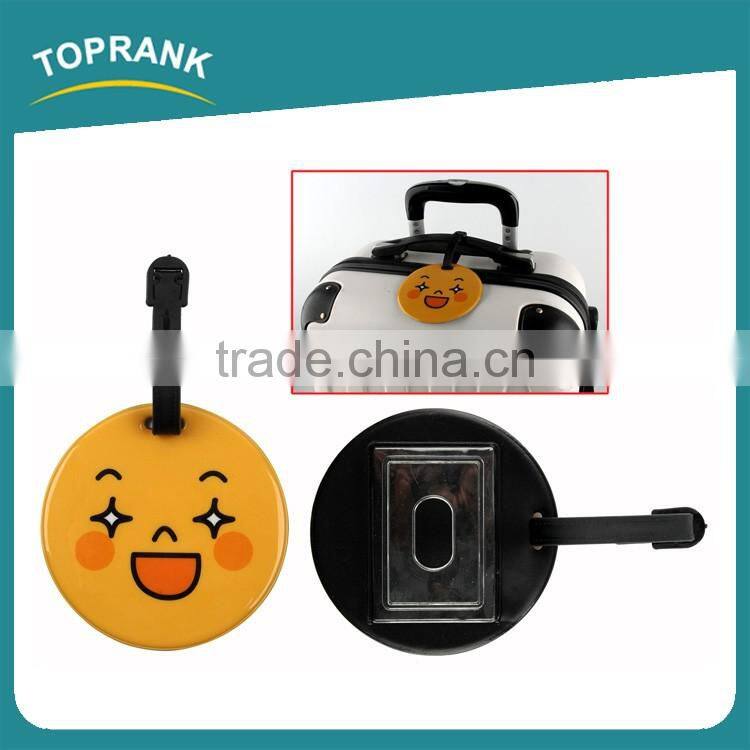 Toprank Custom Colorful Strip Emoji Suitcase Baggage Tag Travel Airline PVC Luggage Tag Bag Tag Travel ID Card