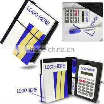 leather notebook with calculator and pen holder