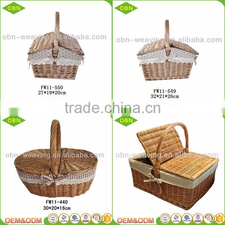Custom natural wicker basket cheap picnic basket and Gift basket with handle