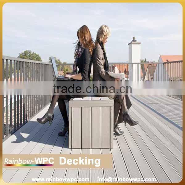 Size 140*25 mm Printed Wood Grain WPC Decking, PE Decking