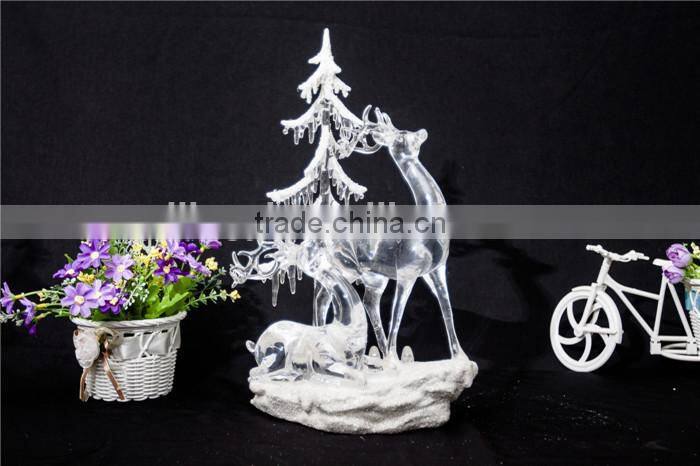 Clear standing and crouching deer and tree with LED Light for 2015