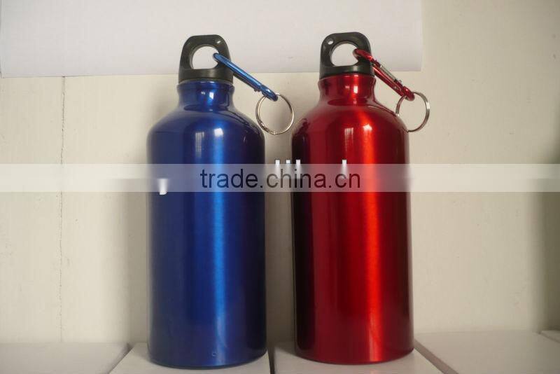 500ml with heat transfer logo and carabiner lid for aluminum sport water bottles