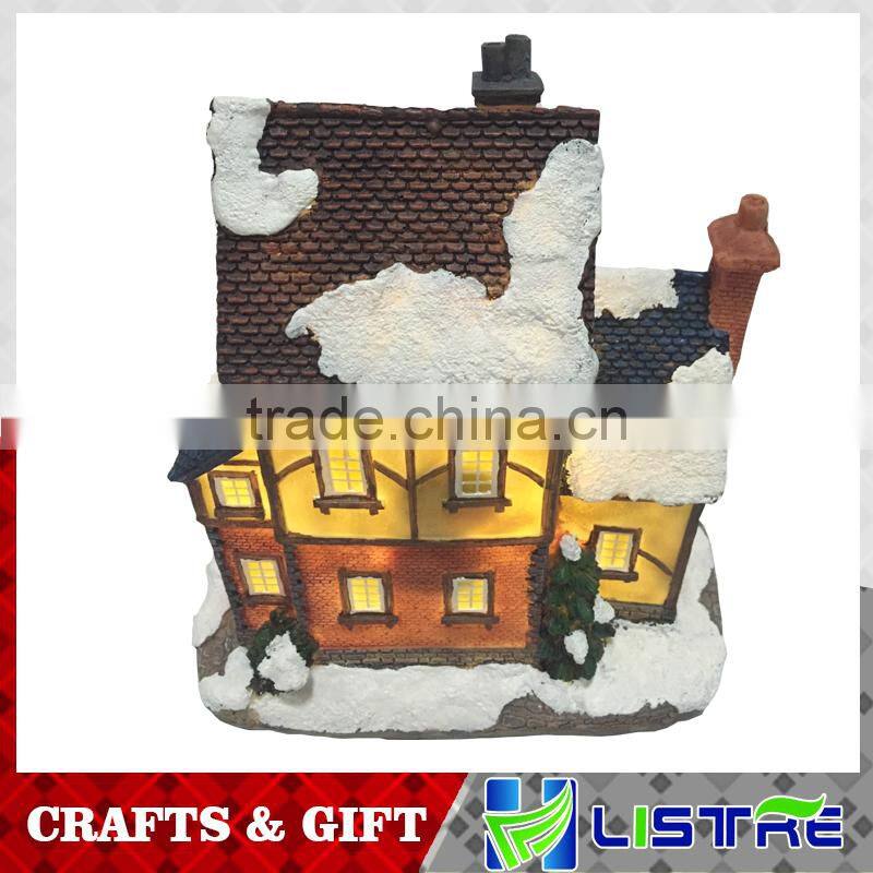 Resin Lighted Christmas Decoration House with music