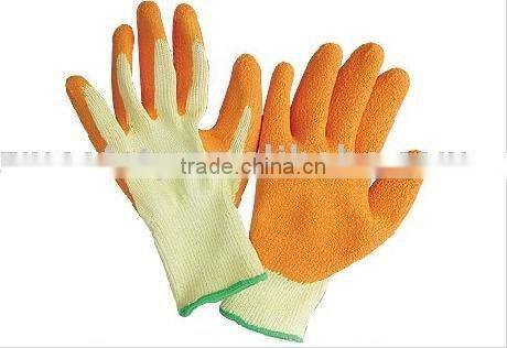 Blue latex coated cotton gloves with crinkle finishJRE37