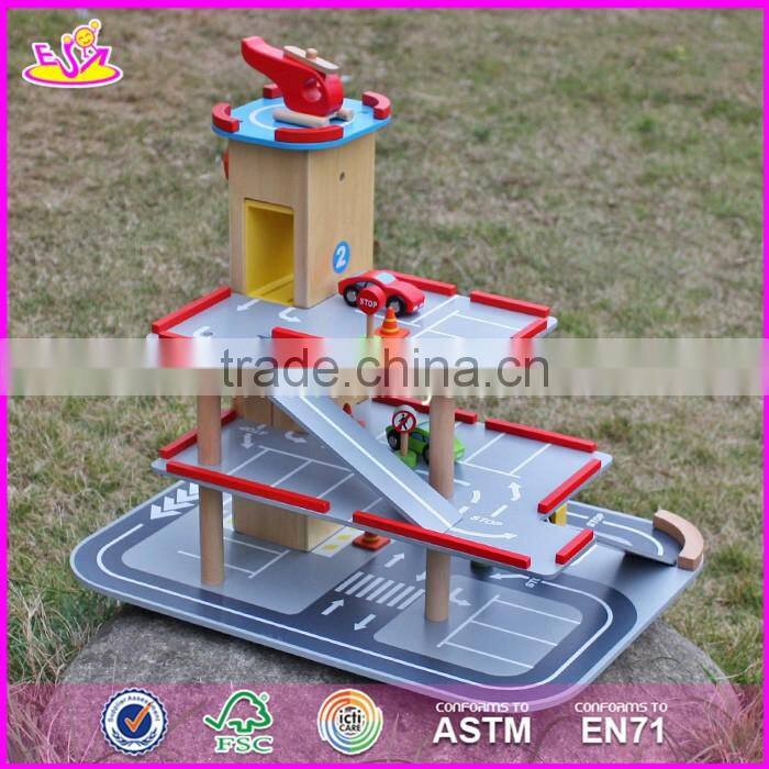 2017 new products children parking toy small wooden toy garage W04B047