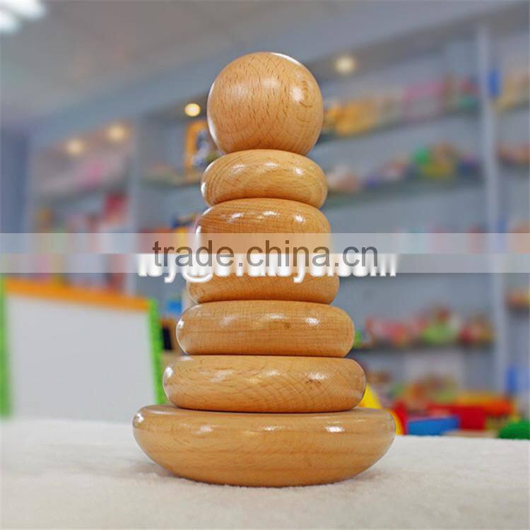 Best educational stacking rainbow tower wooden stack game for toddlers W13D117