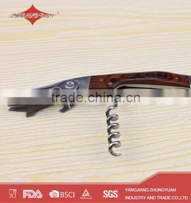 cheap fancy custom wood cork corkscrew wine opener