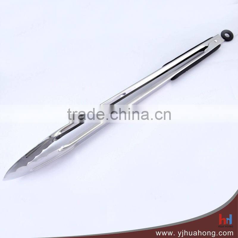 16" Long Skidproof Handle Stainless Steel Food Tongs