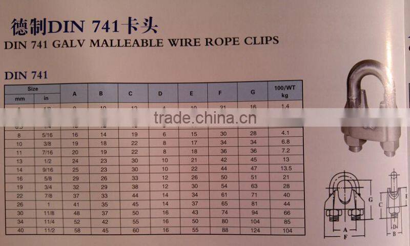 Germany Standard Forged Galv DIN741 Wire Rope Clip