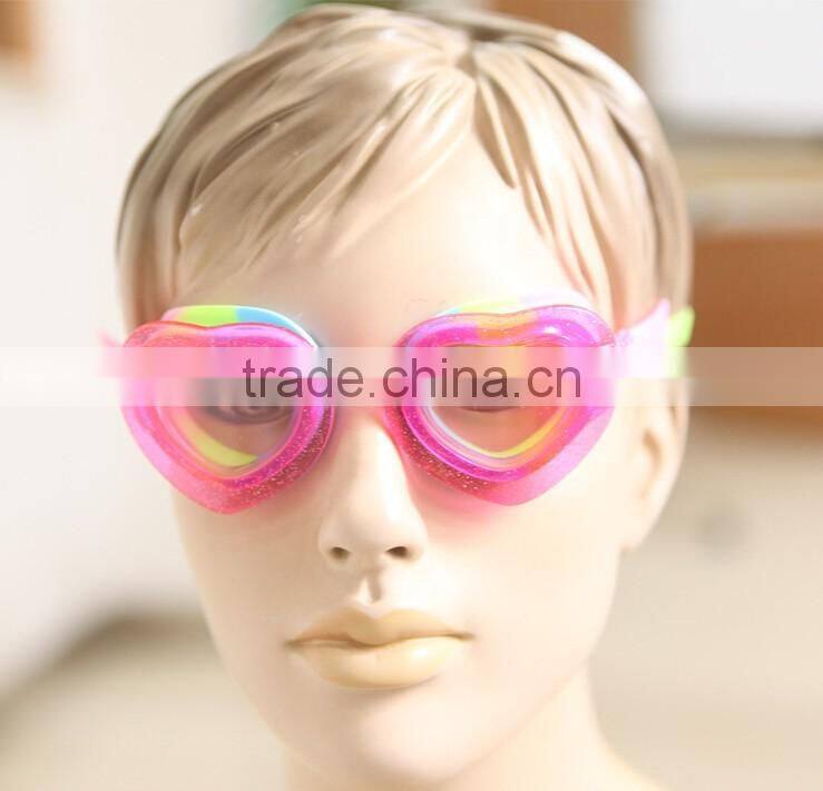 2016 Fashionable Heart Design Lens Swimming Goggles With Anti Fog
