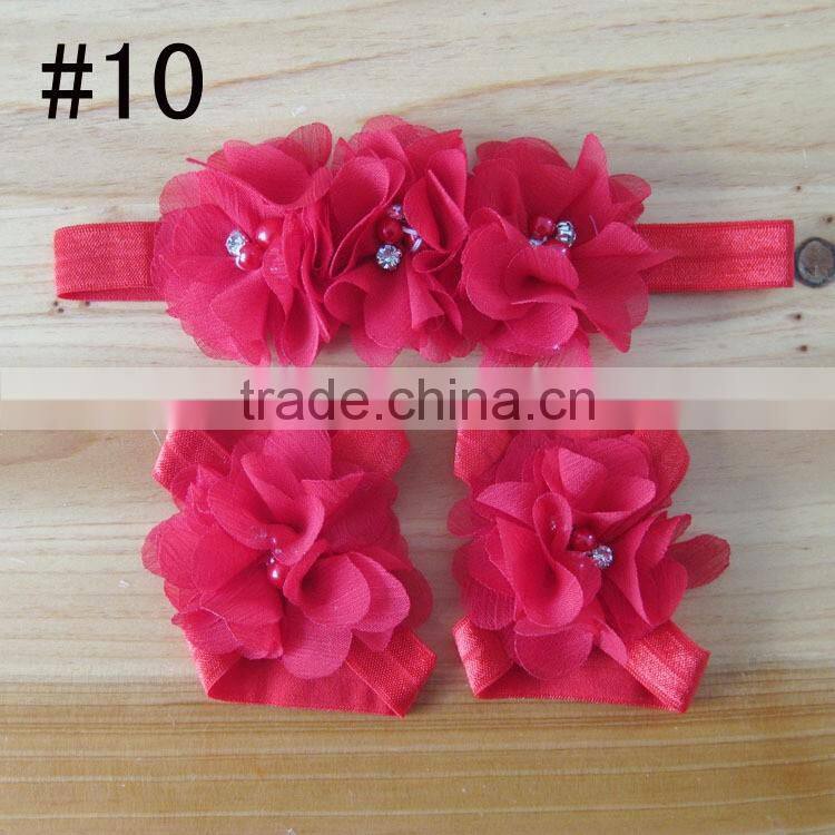 fabric flower headband for kids hair accessories, foot flower band for baby girl