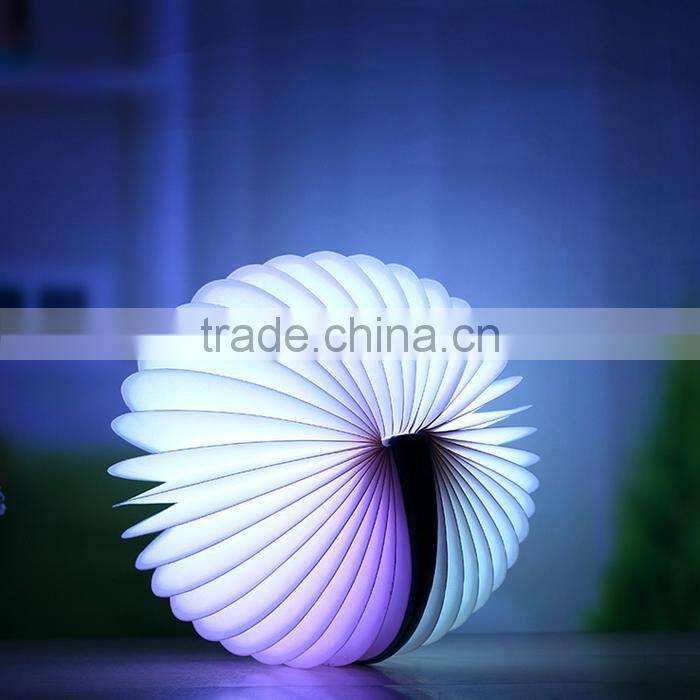 UCHOME Round PU Cover Rechargeable Table Lamp Book-Shaped Folding Bedside Lamp