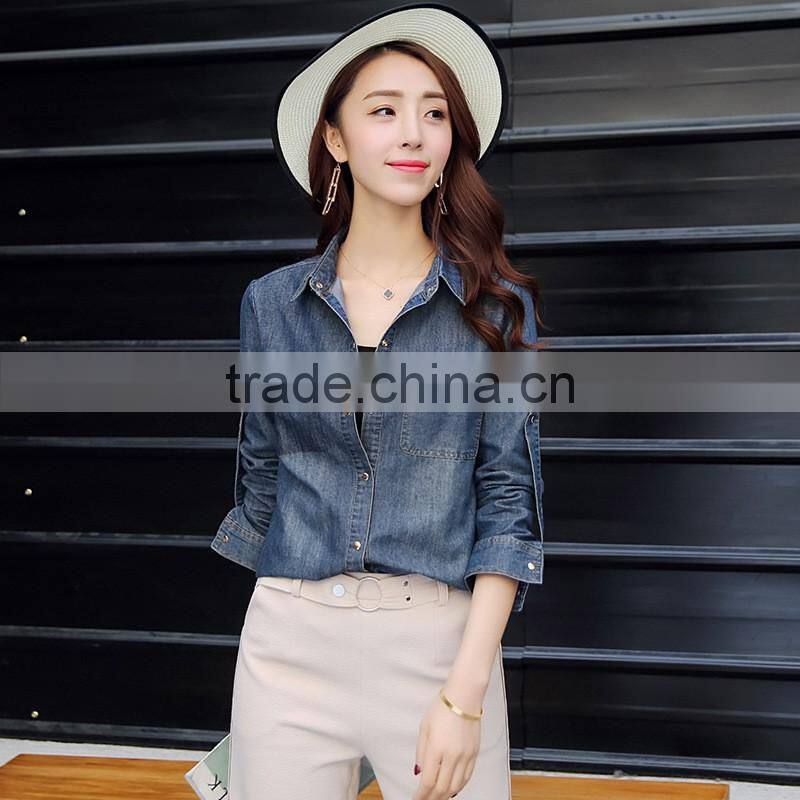 Wholesale Newest Model Tops Western style Denim Shirt For Women