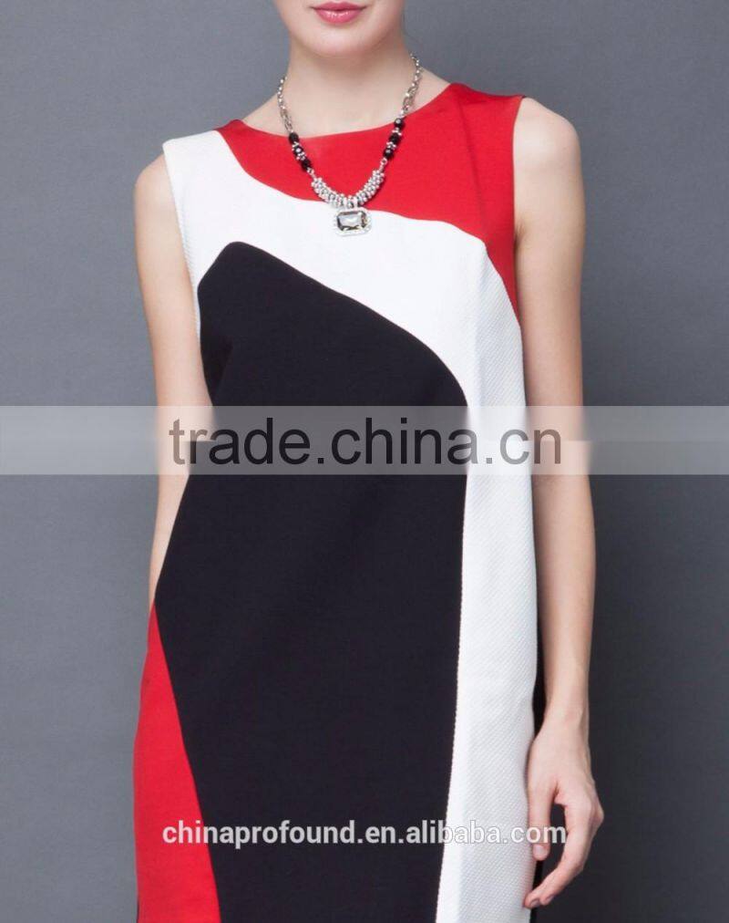 Fashion Design Lady Women's New Dresses Latest Fashion Dresses Contrast Color Style