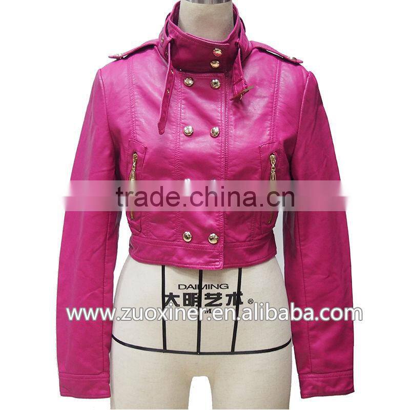 2013 newest spring PU jacket,stand collar faux leather for women jacket