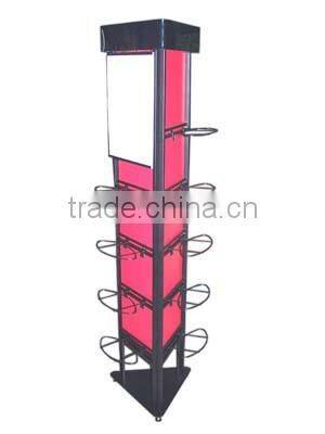 Triangle rotating tower for spot displays in store shoe rack