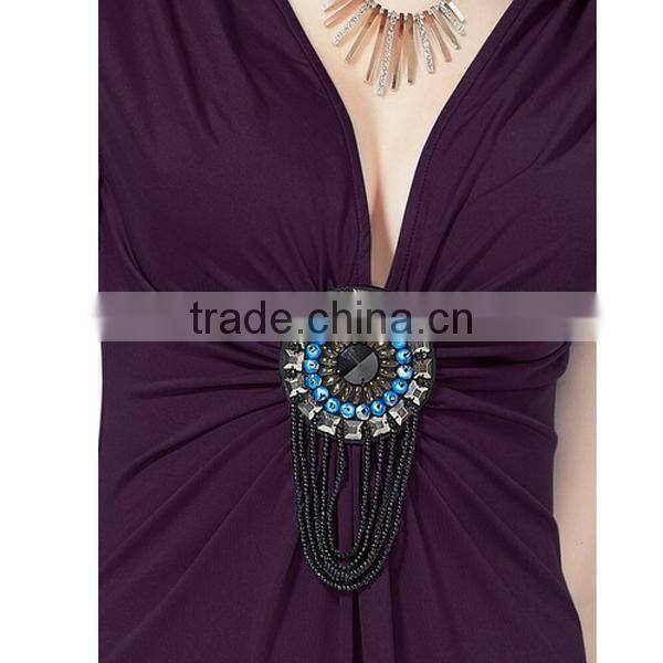 Ornamental V-neck Exquisite Flirty Elegant Kness Length Cocktail Dress