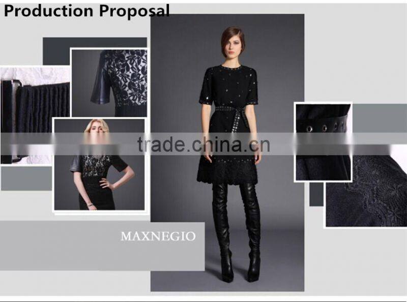 Half sleeve fashion ladies long wool coat design /women winter coat