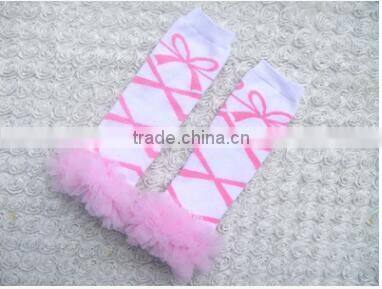 2016 Popular chevron cotton leg warmers with ruffles wholesale kids winter leg warmer