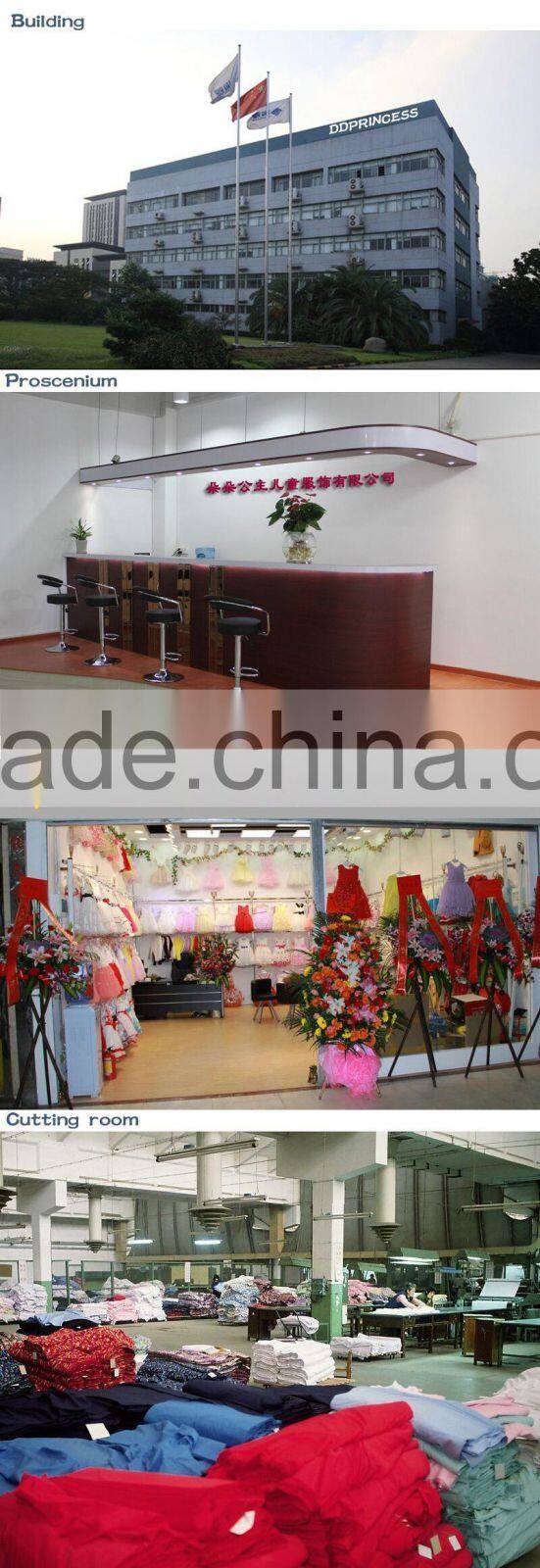 Medium length short sleeves Anti wrinkle girl chiffon wedding dress uses children clothing