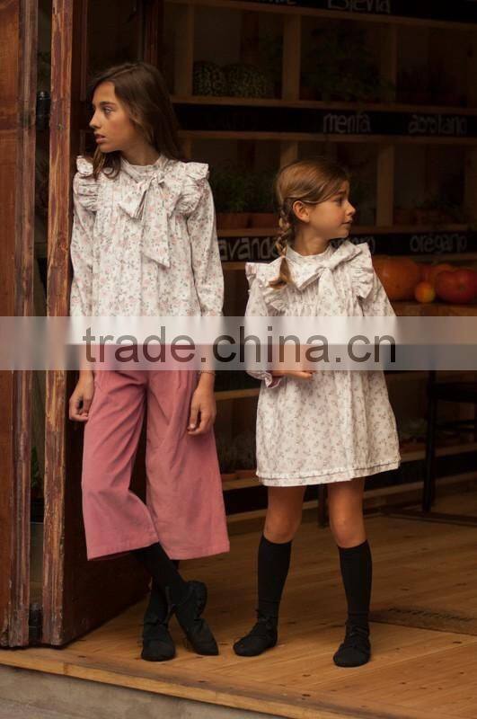 Boutique 100% Cotton Latest Design Kids Girls Long Sleeve Cotton Ruffle Fashion Girls Dresses