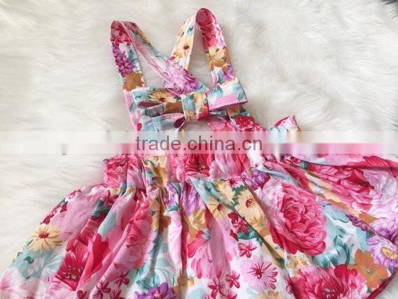 New Design Baby Girl Dress Flower Printed Kids Summer Wholesale Children's Clothing