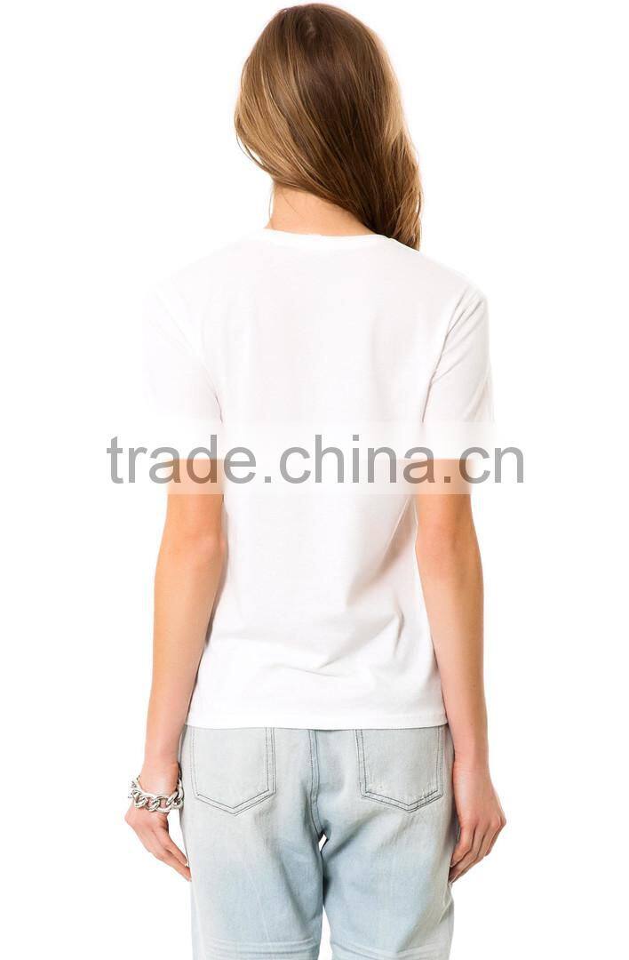 Blank pure white slim wome tshirt