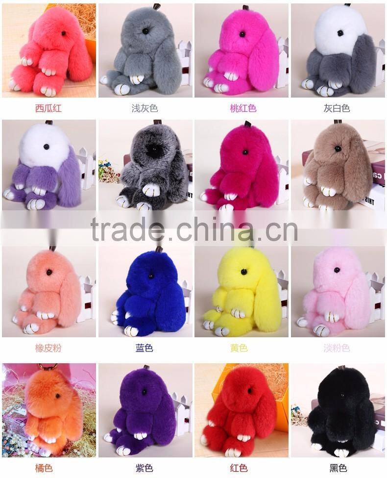 2016 Play Dead Rabbit Bunny Keychain Fashion fur pom pom keychain Fur Rabbit Cut Toy Doll Hanging Pendant Jewelry Accessories