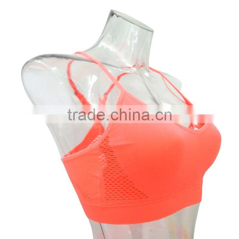 Factory supply neon orange bra top seamless women bra underwear fashion sports bra
