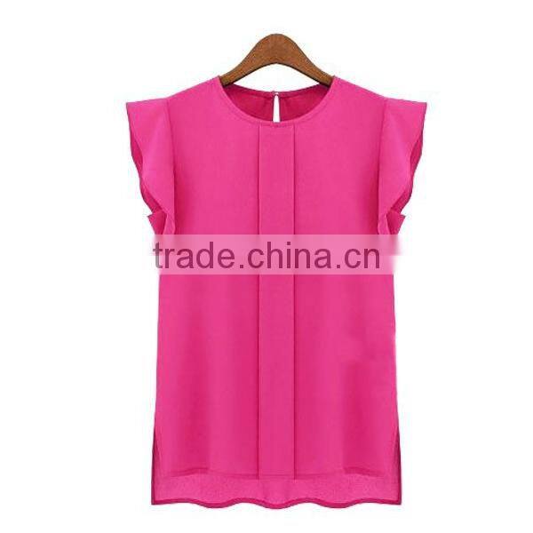 New design office ladies chiffon short sleeve blouses