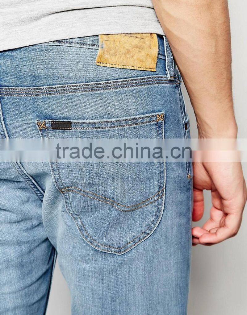 2017 Hot sell custom men 100% cotton denim jeans trousers wholesale in cheap price