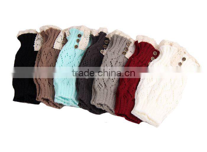 Factory Best Selling New Design Buttons Crochet Women Lace Boot Cuffs