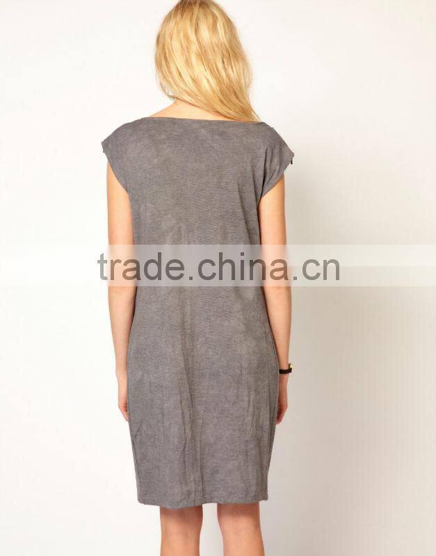 Washed Jersey Dress with Cowl Neck
