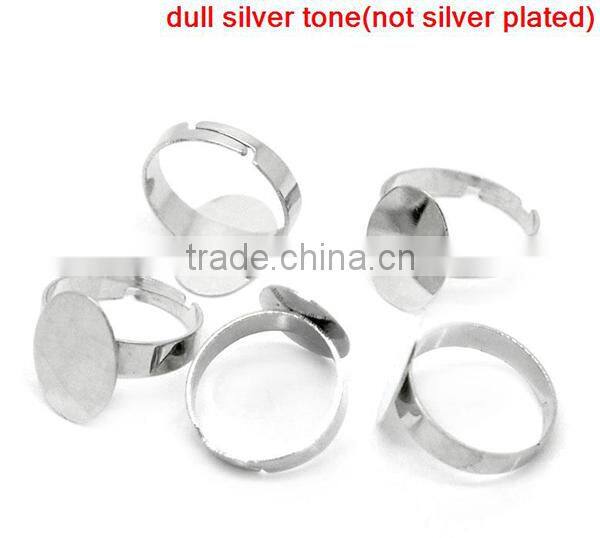 Custom 20PCs Silver Plated Adjustable Oval Cabochon Ring Settings