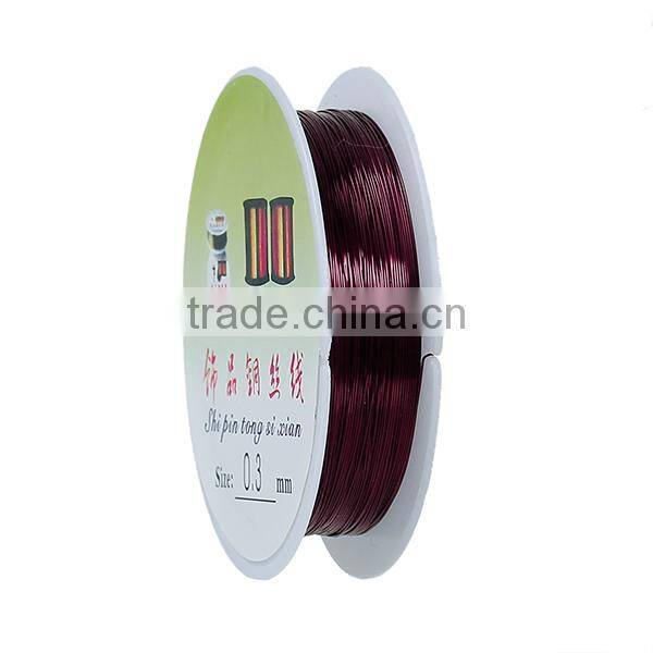Copper Beading Wire Thread Cord Round Wine Red 0.4mm Dia. , 2 Rolls