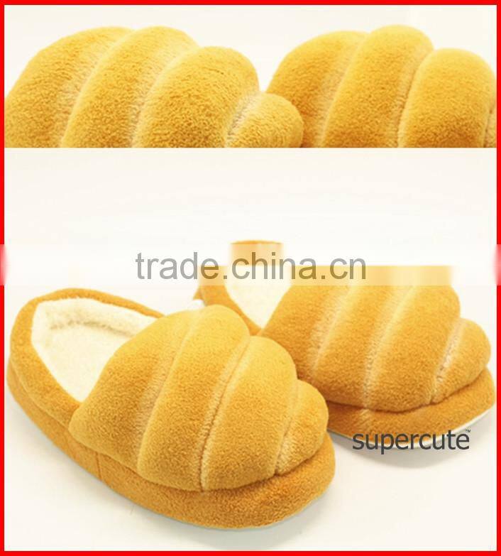 2016 most popular bread hambourger shape plush indoor slipper