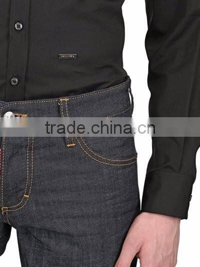 High quality 2016 men business black long sleeve non-ironing shirt