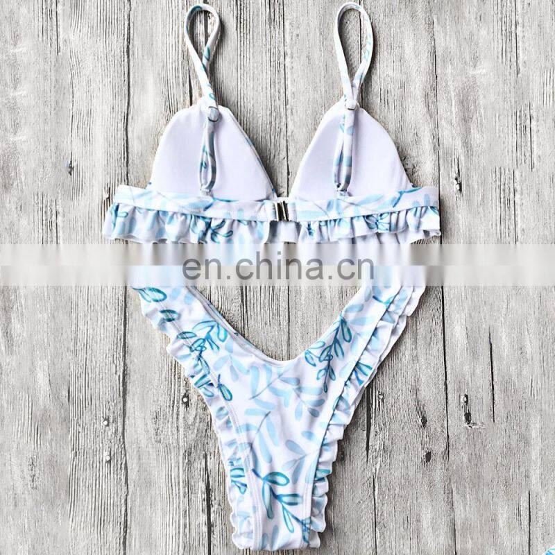 2017 Fashion Lotus Leaf Bikini Swimsuit Swimsuit