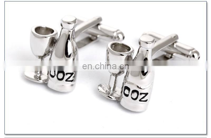 Wine Bottle and Cup Cuff link Silver Cheap Shirt Cufflinks Men