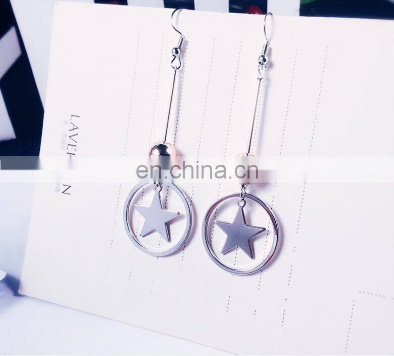 Contracted Han Guoer nail female long tassel earrings hand geometry eardrop asymmetric earrings wholesale pearl earrings
