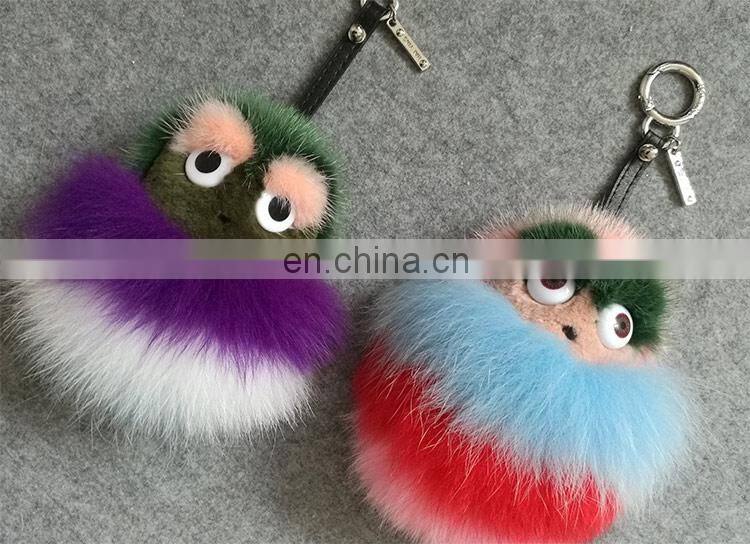 Luxury Colorful Fox Fur Animal Accessory / Fox Fur Bag Charm Key Chain