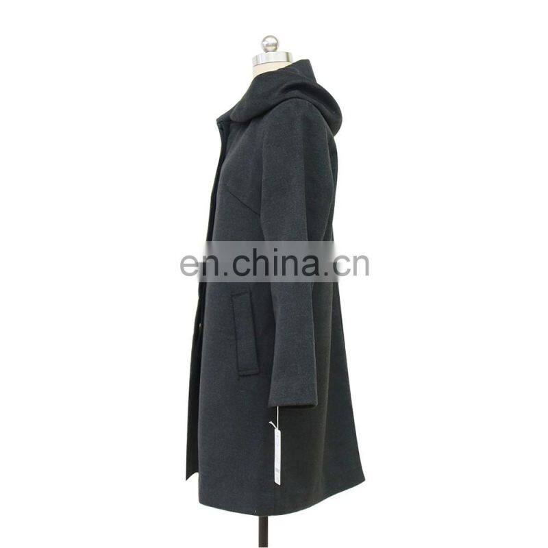 women winter warm turn-down collar long woolen trench coat