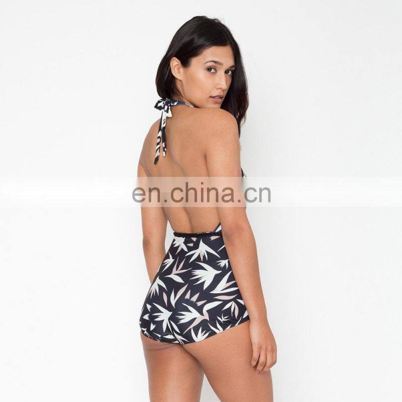 High Neck Halter Backless Sexy Women One Piece Bathing Suit Swimwear