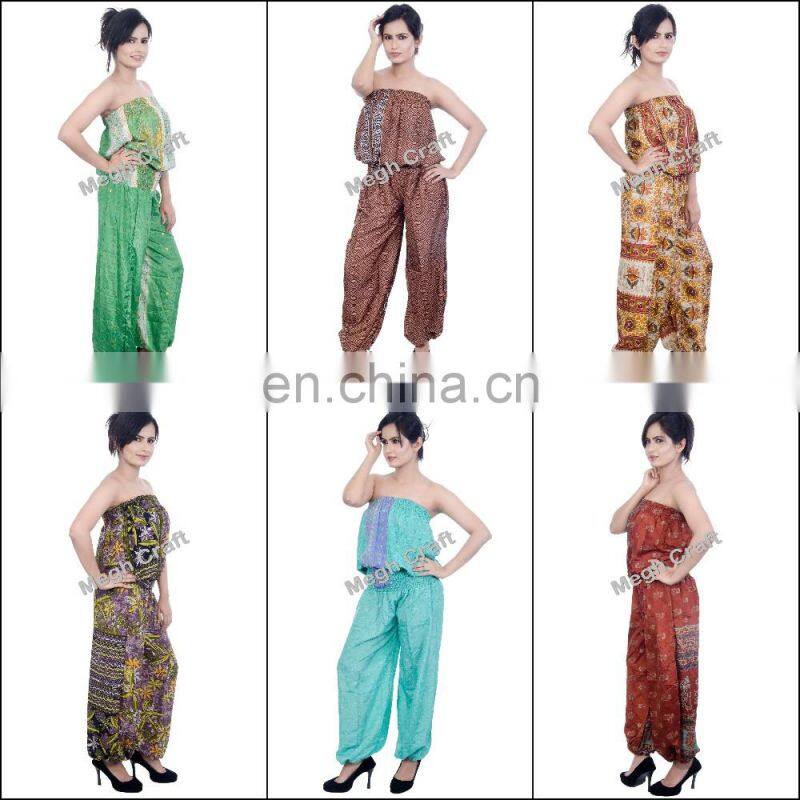 Silk Romper Jumpsuit - Fashion Wear floral jumpsuit - designer jumpsuits for ladies - Indo Western Indian Jumpsuits